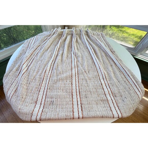 Vintage 70s curtain, tan, rust and brown, thick woven, pleated, for 1 panel - Picture 5 of 10